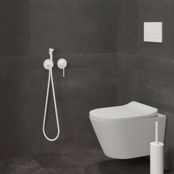 Смеситель встроенный с гигиеническим душем с защитой от ожогов Timo (Тимо) Saona белый матовый (2339/16SM)