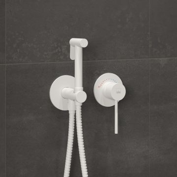 Смеситель встроенный с гигиеническим душем с защитой от ожогов Timo (Тимо) Saona белый матовый (2339/16SM)