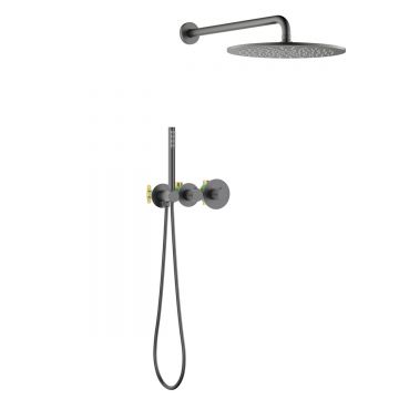 Душевая система встроенная с термостатом Timo (Тимо) Saona черное золото (SX-2359/18SM)