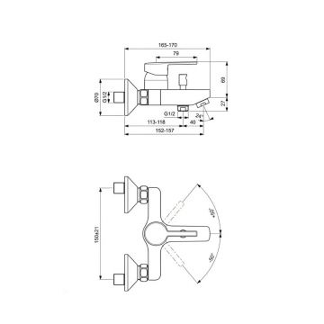 Смеситель для ванны и душа Vidima (Видима) Technik BA286AA, хром
