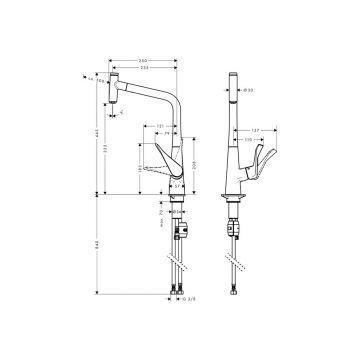 Смеситель для кухни Hansgrohe (Хансгрое) Metris Select с выдвижным изливом 14884800 сталь