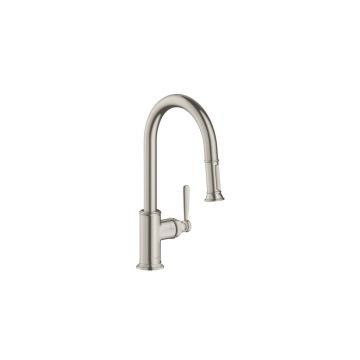 Смеситель для кухни Hansgrohe (Хансгрое) Axor Montreux с выдвижным душем 16581800 нержавеющая сталь