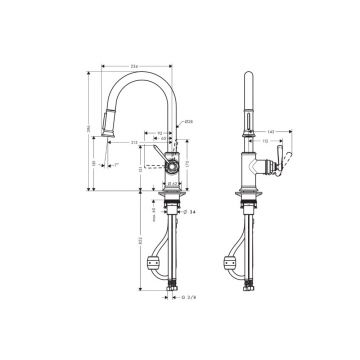 Смеситель для кухни Hansgrohe (Хансгрое) Axor Montreux с выдвижным душем 16581800 нержавеющая сталь