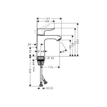 Смеситель для раковины Hansgrohe (Хансгрое) Metris 110 LowFlow со сливным гарнитуром 31203000 хром