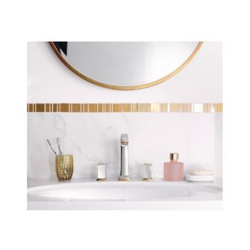 Смеситель для раковины Hansgrohe (Хансгрое) Metropol Classic на 3 отверстия ручки Zero со сливным гарнитуром 31305090 хром золото