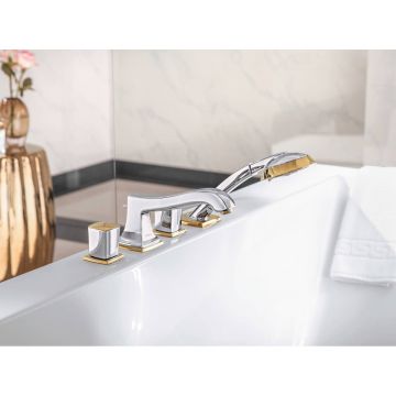 Смеситель для ванны Hansgrohe (Хансгрое) Metropol Classic на 4 отверстия 31315090 хром золото