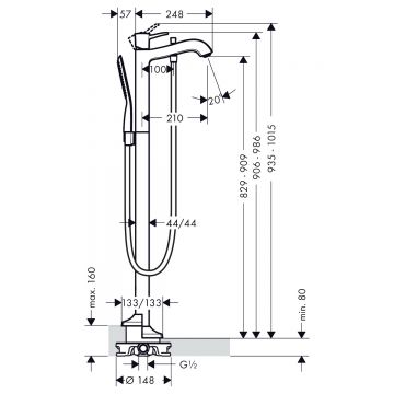 Смеситель для ванны Hansgrohe Metropol Classic напольный с рычаговой рукояткой 31445090 хром золото (нужна СЧ 10452180)