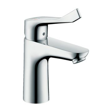 Смеситель для раковины Hansgrohe (Хансгрое) Focus Care 100 CoolStart без сливного гарнитура с длинной ручкой 31917000 хром