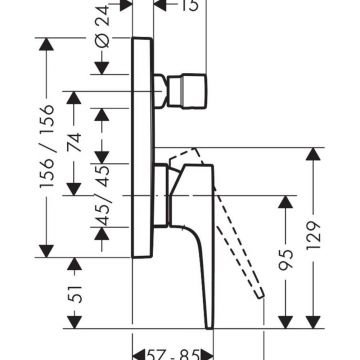 Смеситель для ванны Hansgrohe (Хансгрое) Metropol с рычаговой рукояткой со встроенной защитной комбинацией 32546990 полированное золото