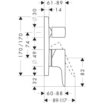 Смеситель для ванны Hansgrohe (Хансгрое) Axor Citterio M скрытого монтажа 34425800 сталь