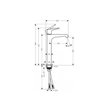 Смеситель для раковины Hansgrohe (Хансгрое) Axor Citterio E 250 с рычаговой рукояткой для накладной раковины со сливным гарнитуром 36113950 матовая латунь