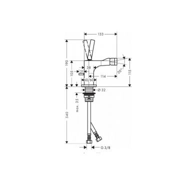 Смеситель для биде Hansgrohe (Хансгрое) Axor Citterio E со сливным гарнитуром 36120340 матовый черный хром