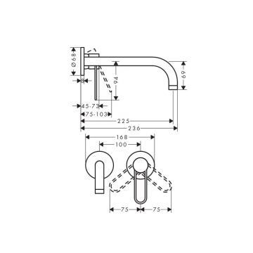 Смеситель для раковины Hansgrohe (Хансгрое) Axor Uno настенный 38122000 хром