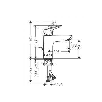 Смеситель для раковины Hansgrohe (Хансгрое) Logis 100 однорычажный с донным клапаном 71100670 черный матовый
