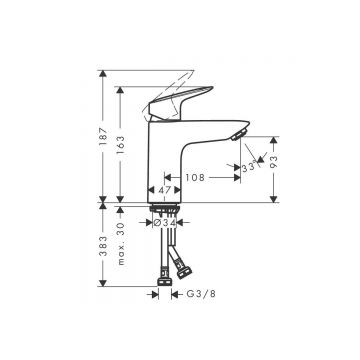 Смеситель для раковины Hansgrohe (Хансгрое) Logis 100 однорычажный без донного клапана 71101670 черный матовый