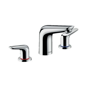 Смеситель для раковины Hansgrohe (Хансгрое) Novus 100 на 3 отверстия со сливным гарнитуром 71140000 хром
