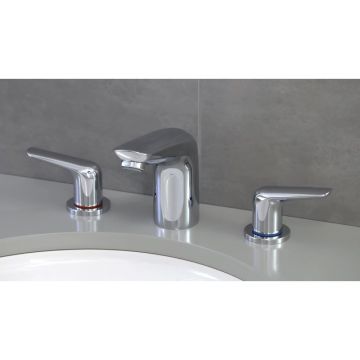 Смеситель для раковины Hansgrohe (Хансгрое) Novus 100 на 3 отверстия со сливным гарнитуром 71140000 хром