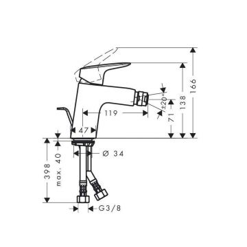 Смеситель для биде Hansgrohe (Хансгрое) Logis однорычажный со сливным гарнитуром 71204670 черный матовый