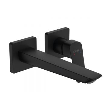 Смеситель для раковины Hansgrohe (Хансгрое) Logis однорычажный Fine скрытый настенный монтаж с изливом 205 см 71256670 черный матовый