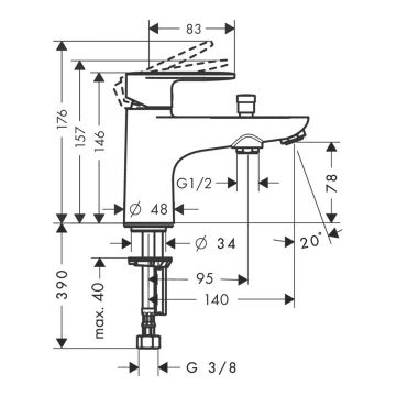 Смеситель для ванны Hansgrohe (Хансгрое) Vernis Blend и душа Monotrou 2 уровня расхода воды 71446000 хром