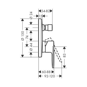 Смеситель для ванны Hansgrohe (Хансгрое) Vernis Blend однорычажный скрытого монтажа 71467000 хром
