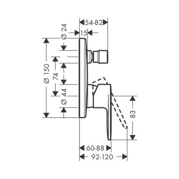 Смеситель для ванны Hansgrohe (Хансгрое) Vernis Blend однорычажный скрытого монтажа 71467670 черный матовый