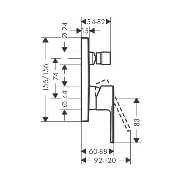 Смеситель для ванны Hansgrohe (Хансгрое) Vernis Shape однорычажный скрытого монтажа со встроенной защитной комбинацией EN1717 71469000 хром