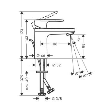 Смеситель для раковины Hansgrohe (Хансгрое) Vernis Blend однорычажный 100 с изолированным каналом для воды и сливным гарнитуром 71571000 хром