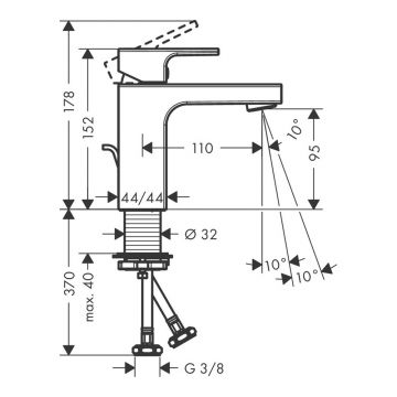 Смеситель для раковины Hansgrohe (Хансгрое) Vernis Shape однорычажный 100 CoolStart со сливным гарнитуром 71594000 хром