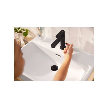 Смеситель для раковины Hansgrohe (Хансгрое) Rebris S 110 CoolStart со сливным гарнитуром 72519670 черный матовый