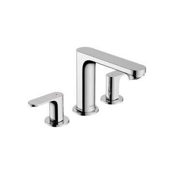 Смеситель для раковины Hansgrohe (Хансгрое) Rebris S 110 на 3 отверстия со сливным гарнитуром 72530000 хром