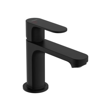 Смеситель для раковины Hansgrohe (Хансгрое) Rebris S 80 CoolStart Ecosmart+ со сливным гарнитуром 72586670 черный матовый