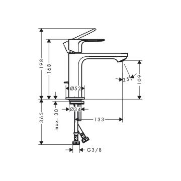 Смеситель для раковины Hansgrohe (Хансгрое) Rebris E 110 CoolStart со сливным гарнитуром 72589670 черный матовый