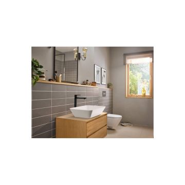 Смеситель для накладной раковины Hansgrohe (Хансгрое) Rebris E 240 CoolStart со сливным гарнитуром 72591670 черный матовый