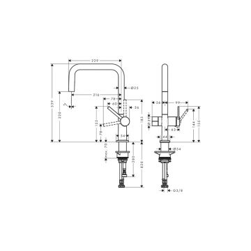 Смеситель для кухни Hansgrohe (Хансгрое) Talis M54 однорычажный U 220 с запорным вентилем 1jet 72807000 хром