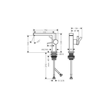 Смеситель для раковины Hansgrohe (Хансгрое) Tecturis E 110 Fine CoolStart EcoSmart+ однорычажный со сливным гарнитуром Push-Open 73020000 хром
