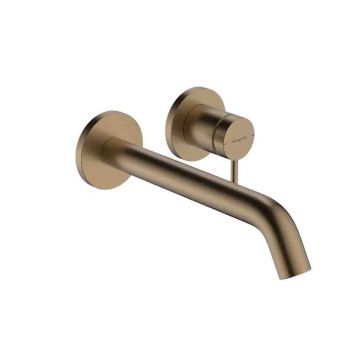 Смеситель для раковины Hansgrohe (Хансгрое) Tecturis S однорычажный настенный 73351140 шлифованная бронза