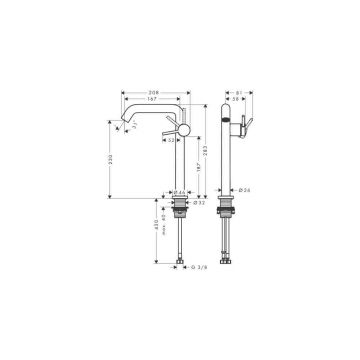 Смеситель для раковины Hansgrohe (Хансгрое) Tecturis S 240 Fine CoolStart EcoSmart со сливным гарнитуром Push-Open 73370700 матовый белый