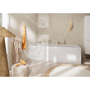 Смеситель на край ванны Hansgrohe (Хансгрое) Tecturis S однорычажный на 3 отверстия с sBox 73447140 шлифованная бронза