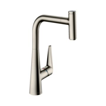 Смеситель для кухни Hansgrohe (Хансгрое) Talis Select M51 однорычажный 300 с вытяжным изливом 1jet sBox 73853800 сталь
