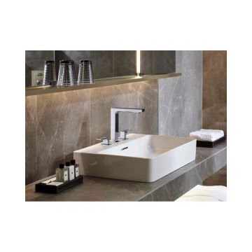 Смеситель для раковины Hansgrohe (Хансгрое) Metropol 110 на 3 отверстия с рукоятками в форме петли со сливным клапаном Push-Open 74514000 хром