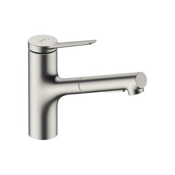 Смеситель для кухни Hansgrohe (Хансгрое) Zesis M33 однорычажный 150 с вытяжным душем 2jet sBox 74803800 сталь