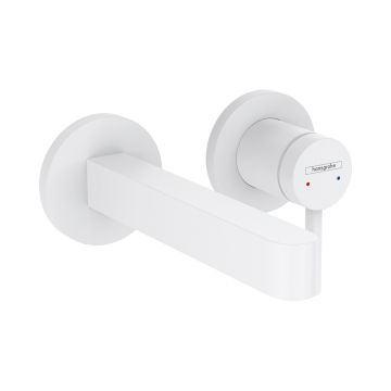 Смеситель для раковины Hansgrohe (Хансгрое) Finoris однорычажный скрытого монтажа настенный с изливом 168 см 76051700 белый матовый