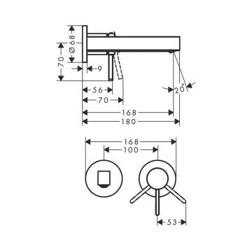 Смеситель для раковины Hansgrohe (Хансгрое) Finoris однорычажный скрытого монтажа настенный с изливом 168 см 76051700 белый матовый