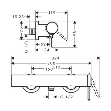 Смеситель для душа Hansgrohe (Хансгрое) Finoris однорычажный внешнего монтажа 76620670 черный матовый