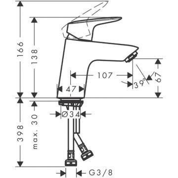 Смеситель Hansgrohe (Хансгрое) Logis для раковины, 1 отверстие, с донным клапаном Рush-Ореn, цвет: черный матовый 71077670