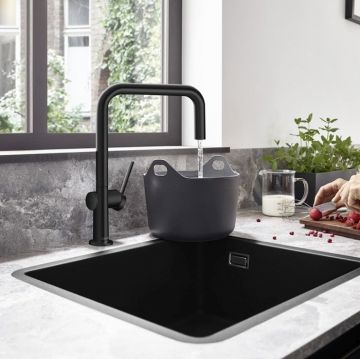 Смеситель Hansgrohe (Хансгрое) Talis M54 для кухни, 1 отверстие, цвет: черный матовый 72806670