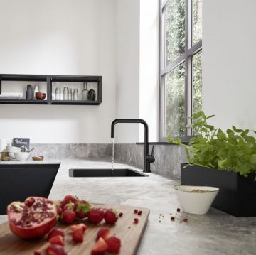 Смеситель Hansgrohe (Хансгрое) Talis M54 для кухни, 1 отверстие, цвет: черный матовый 72806670