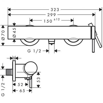 Смеситель Hansgrohe (Хансгрое) Tecturis S для душа, настенный, цвет: хром 73622000
