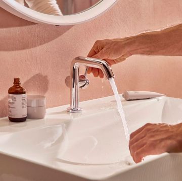 Смеситель Hansgrohe (Хансгрое) Tecturis S для раковины, 1 отверстие, с донным клапаном, цвет: хром 73320000